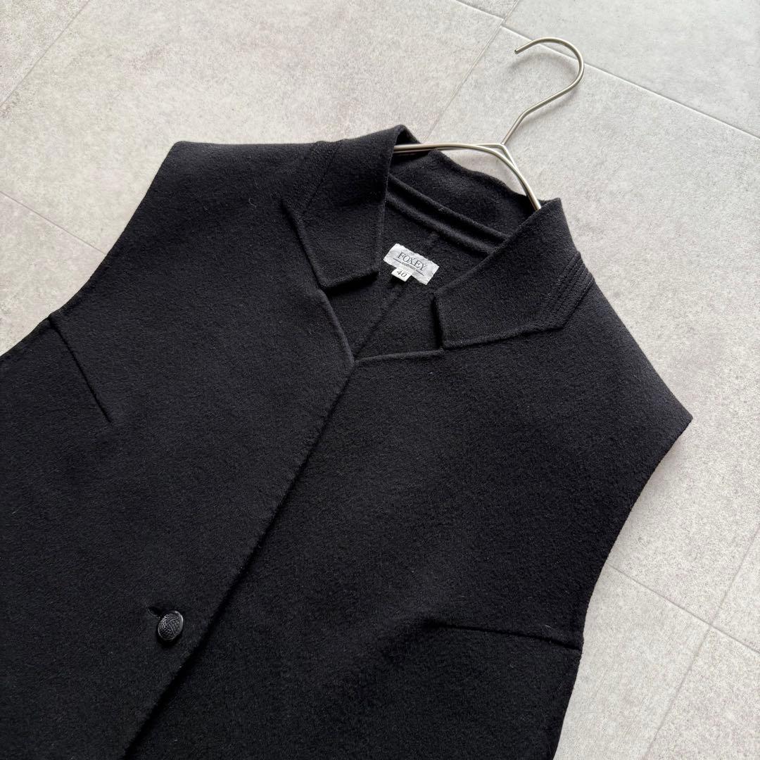 フォクシー　ロングコート　ジレ　アウター　カシミヤ100％　黒　　40
