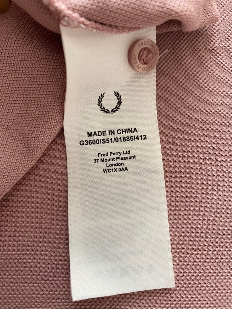FRED PERRY ピンク ポロシャツ UK 8