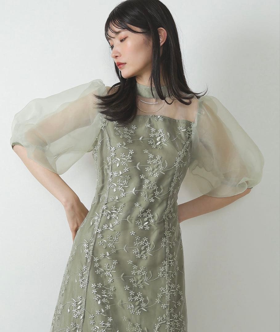 kana シアー素材 ワンピース パーティードレス 結婚式 お呼ばれドレス