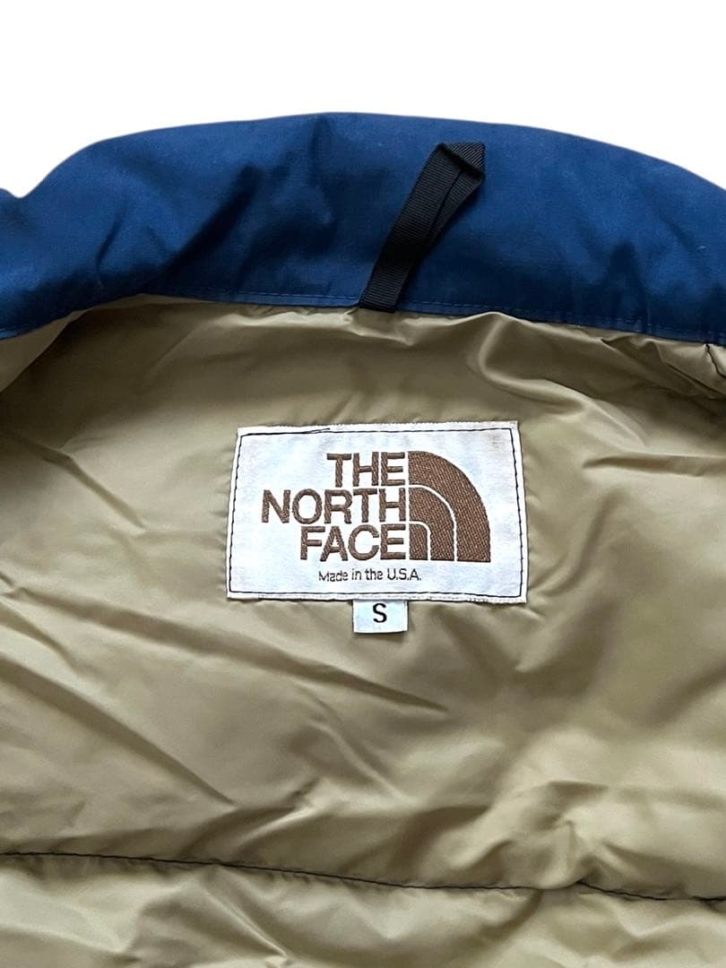 THE NORTH FACEノースフェイス茶タグ ダウンベストS紺ネイビー