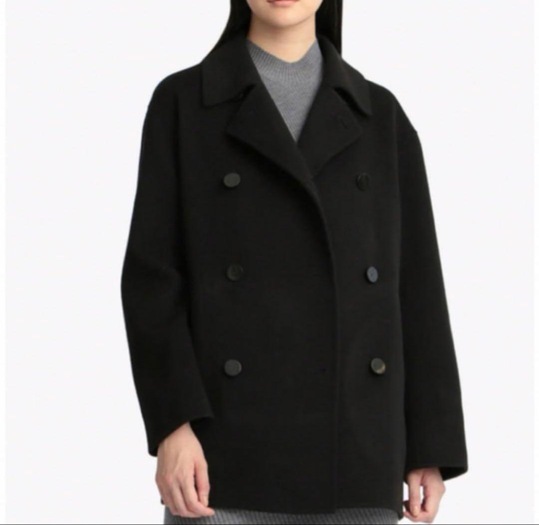 セオリー カシミヤ ダブルフェイス 木製ボタン ピーコート Pコート 黒