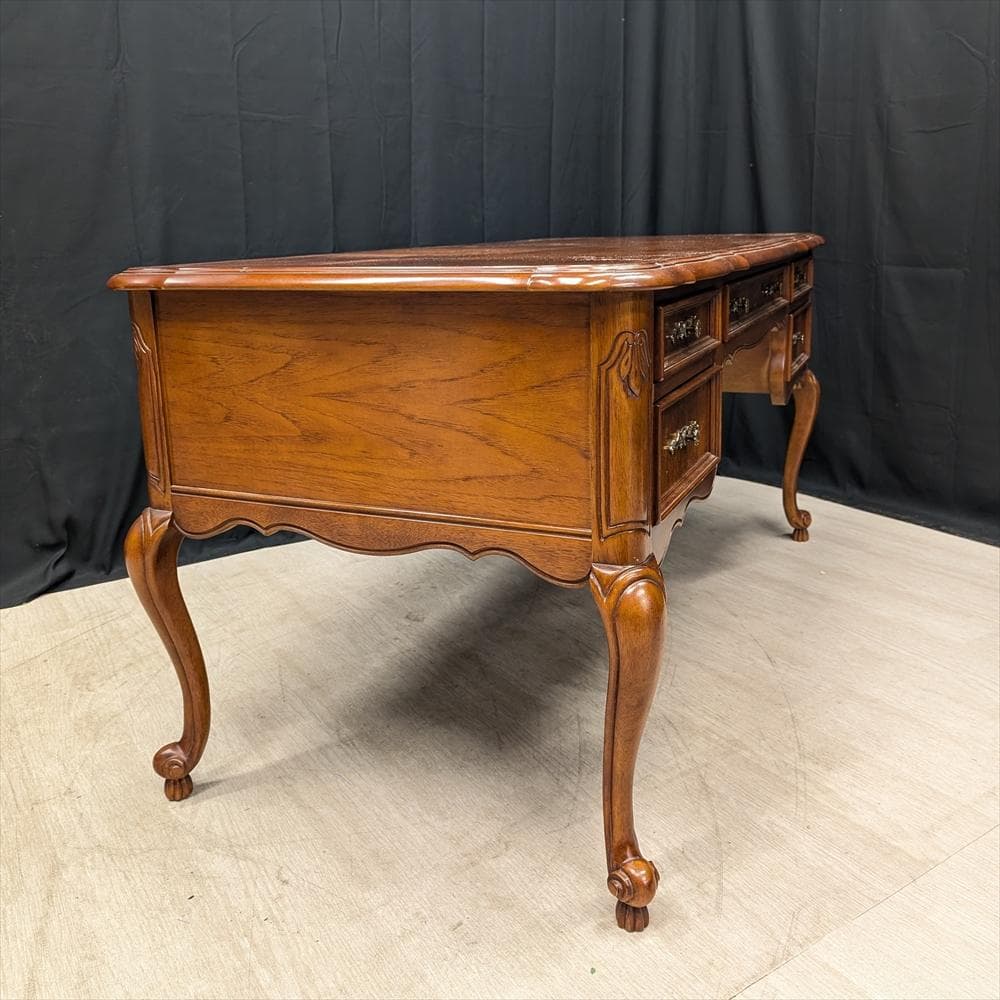 猫脚　書斎デスク　机　両袖　勉強机　作業台　デスク　エグゼクティブ　クラッシック