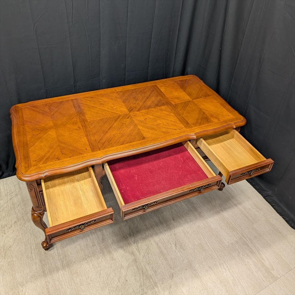 猫脚　書斎デスク　机　両袖　勉強机　作業台　デスク　エグゼクティブ　クラッシック