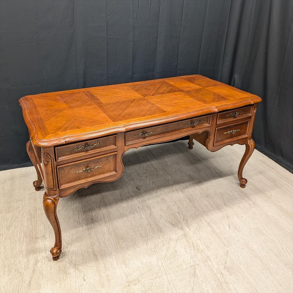 猫脚　書斎デスク　机　両袖　勉強机　作業台　デスク　エグゼクティブ　クラッシック