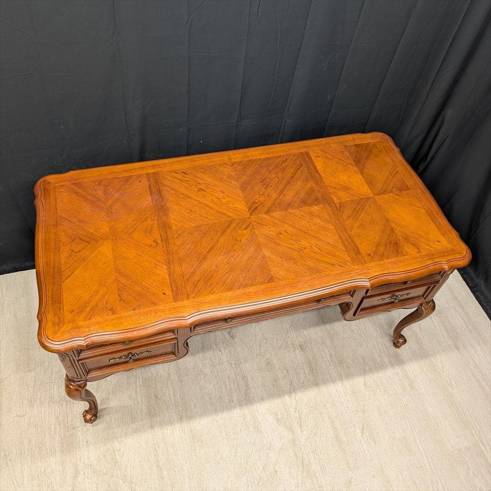 猫脚　書斎デスク　机　両袖　勉強机　作業台　デスク　エグゼクティブ　クラッシック