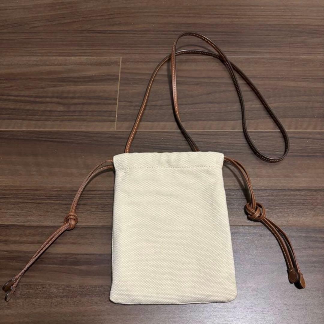 BURBERRY 美品 ミニ 巾着 ショルダーバッグ キャンバス レザー ロゴ