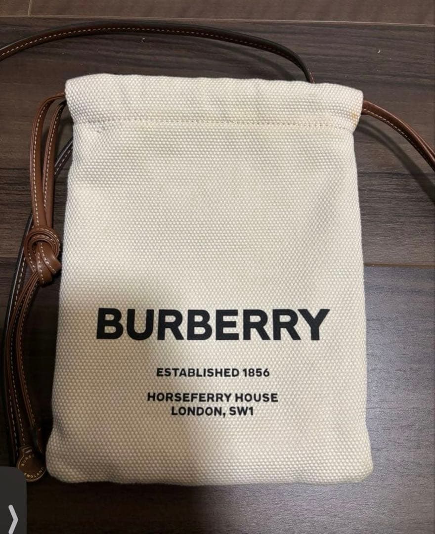 BURBERRY 美品 ミニ 巾着 ショルダーバッグ キャンバス レザー ロゴ