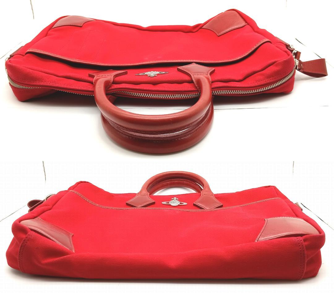 Vivienne Westwood MAN 2WAYバッグ キャンバス×レザー赤