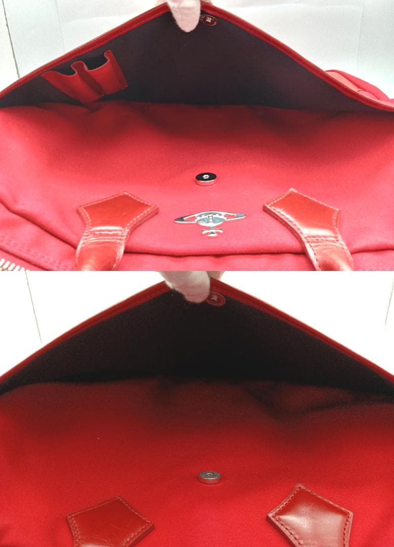 Vivienne Westwood MAN 2WAYバッグ キャンバス×レザー赤