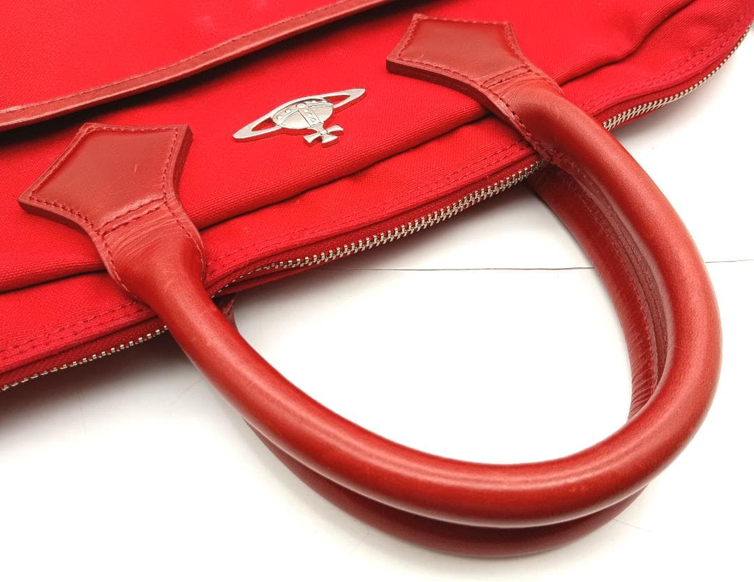 Vivienne Westwood MAN 2WAYバッグ キャンバス×レザー赤
