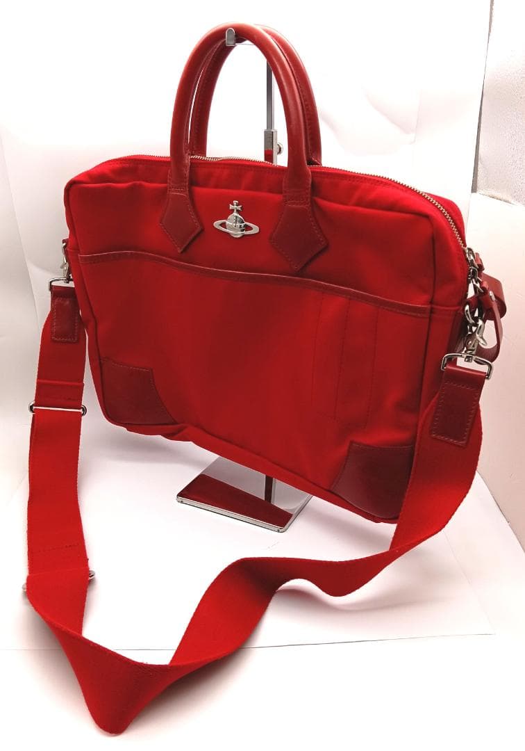 Vivienne Westwood MAN 2WAYバッグ キャンバス×レザー赤