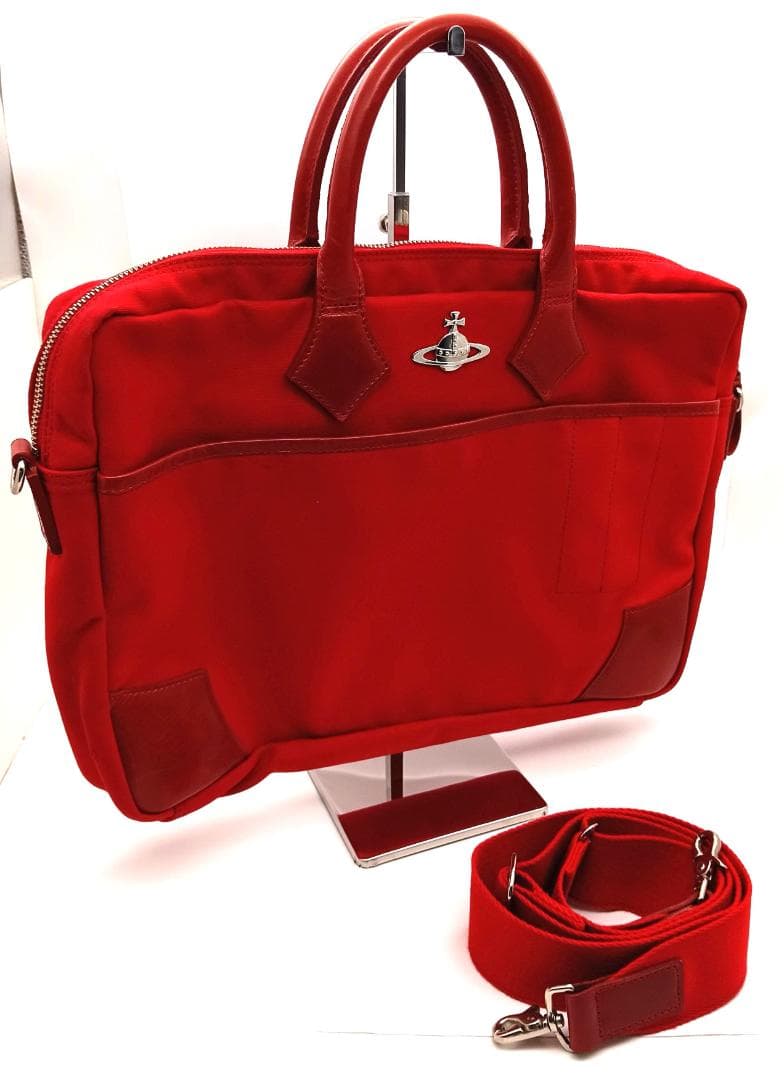 Vivienne Westwood MAN 2WAYバッグ キャンバス×レザー赤