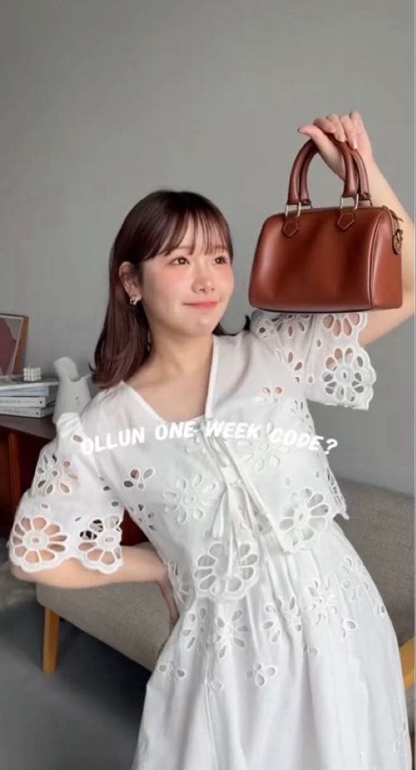 ollun フラワーレースキャミセットドレス