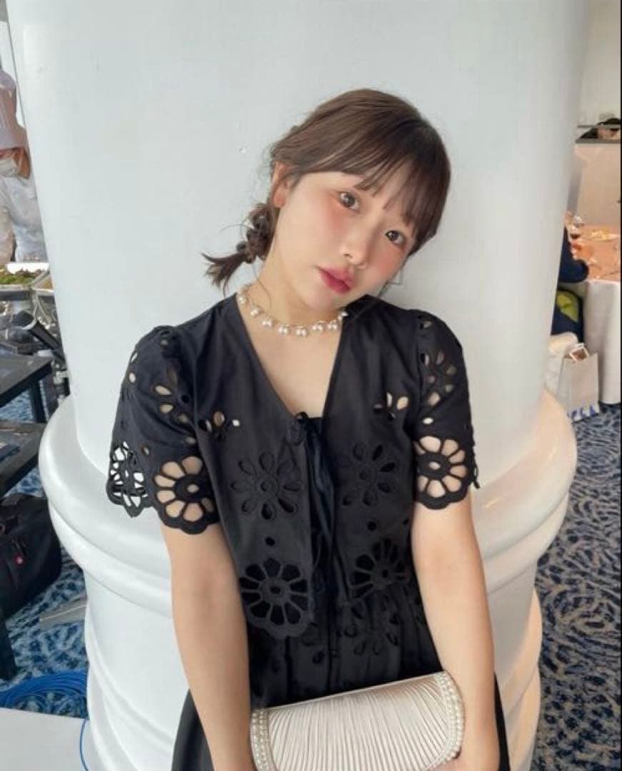 ollun フラワーレースキャミセットドレス