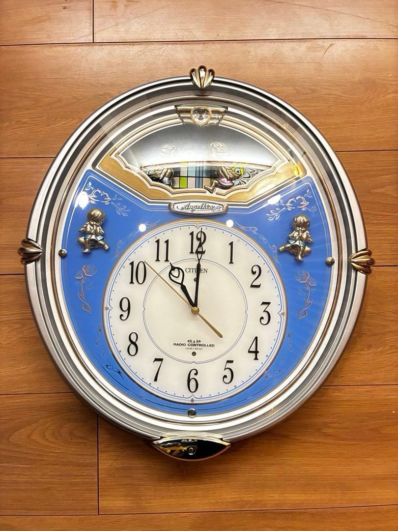 CITIZEN 天使の飾り付き　希少シチズン 電波掛け時計 人気6曲 メロディ