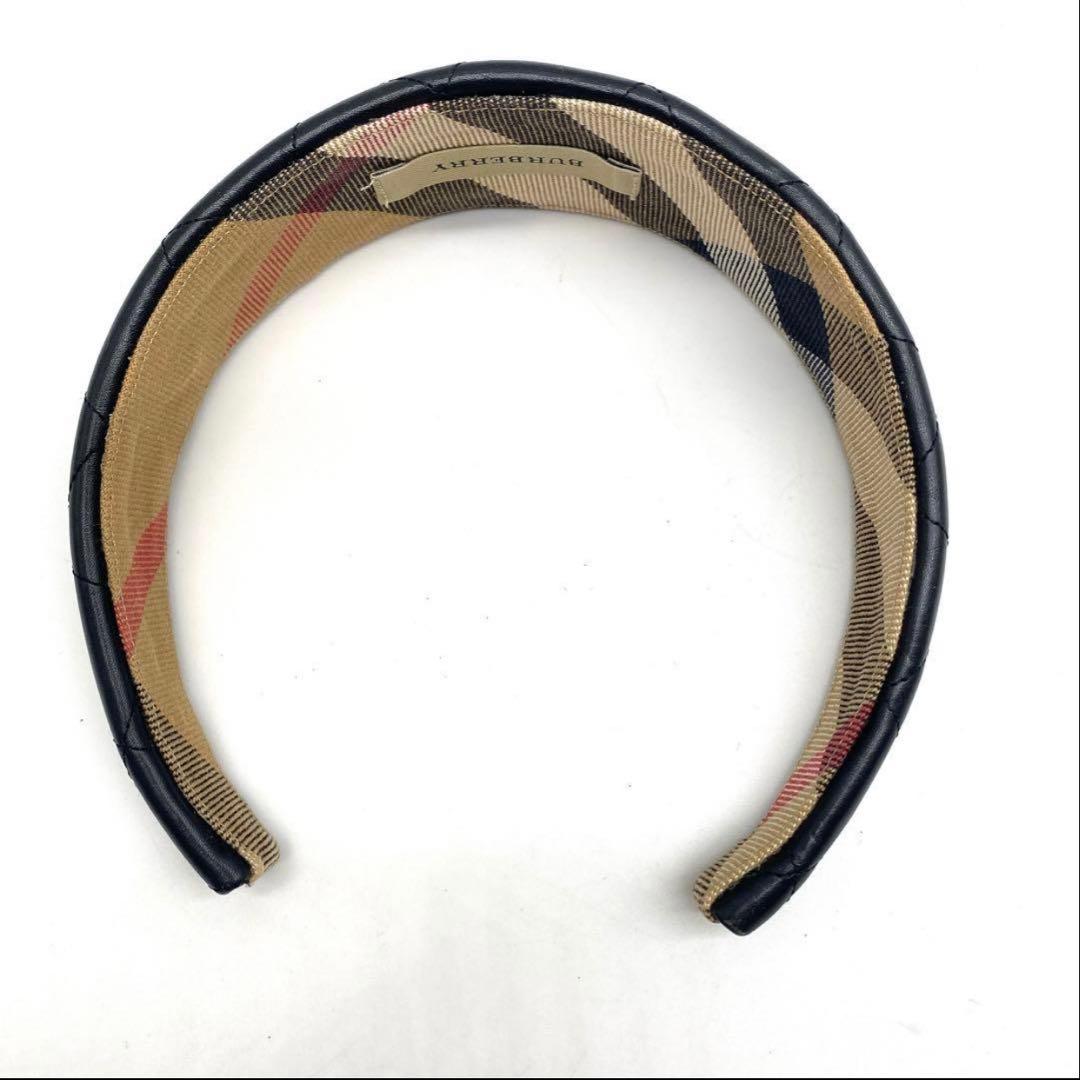 BURBERRY バーバリー カチューシャ ノバチェック、レザー　ヘアバンド