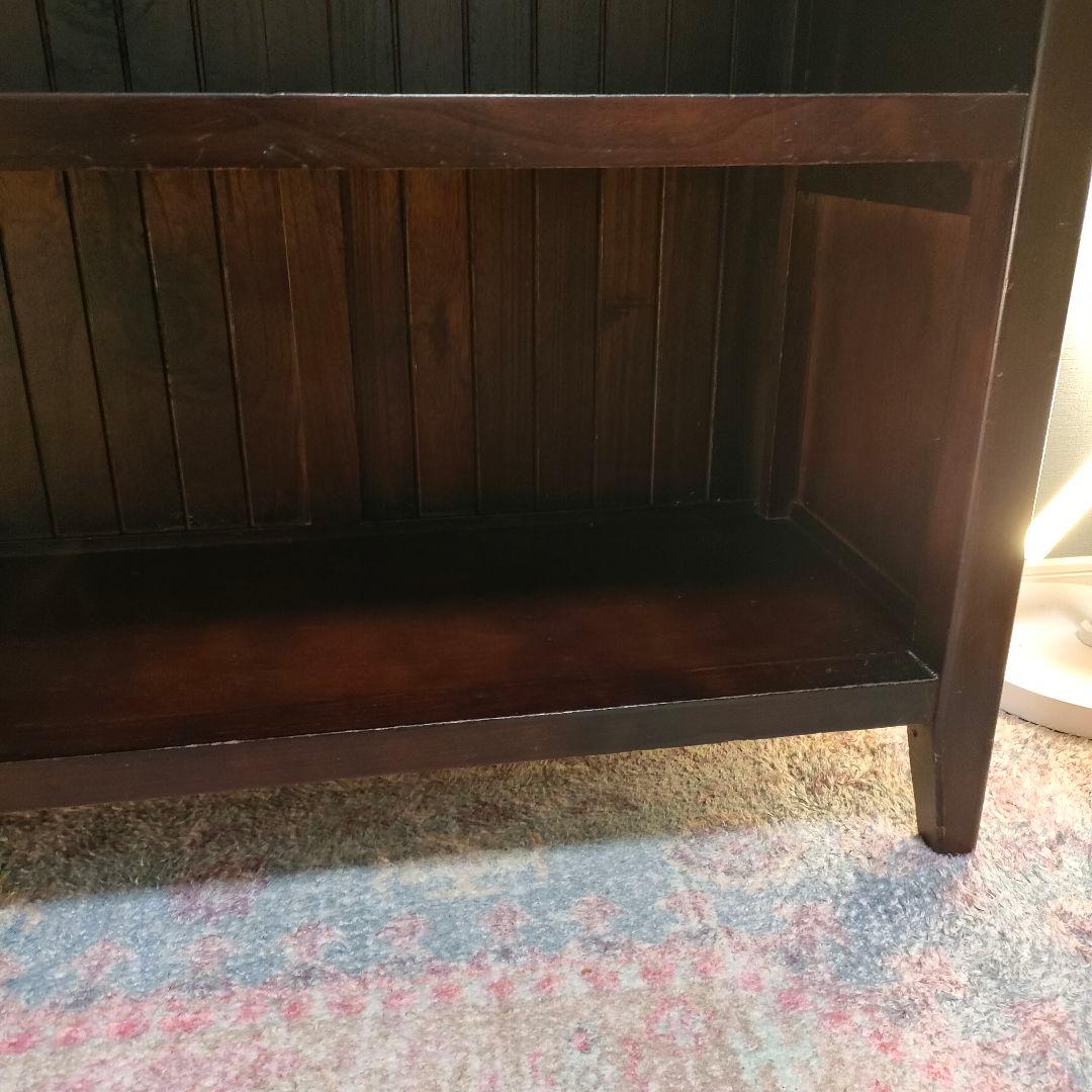 アジアン家具 木製 キャビネット 飾り棚 AVボード 彫刻 花模様 マホガニー色