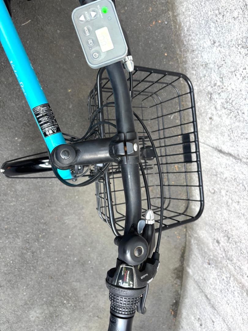 Panasonic 電動アシスト自転車 水色 前カゴ付き