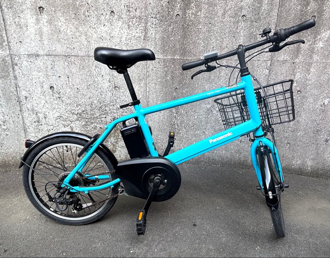 Panasonic 電動アシスト自転車 水色 前カゴ付き