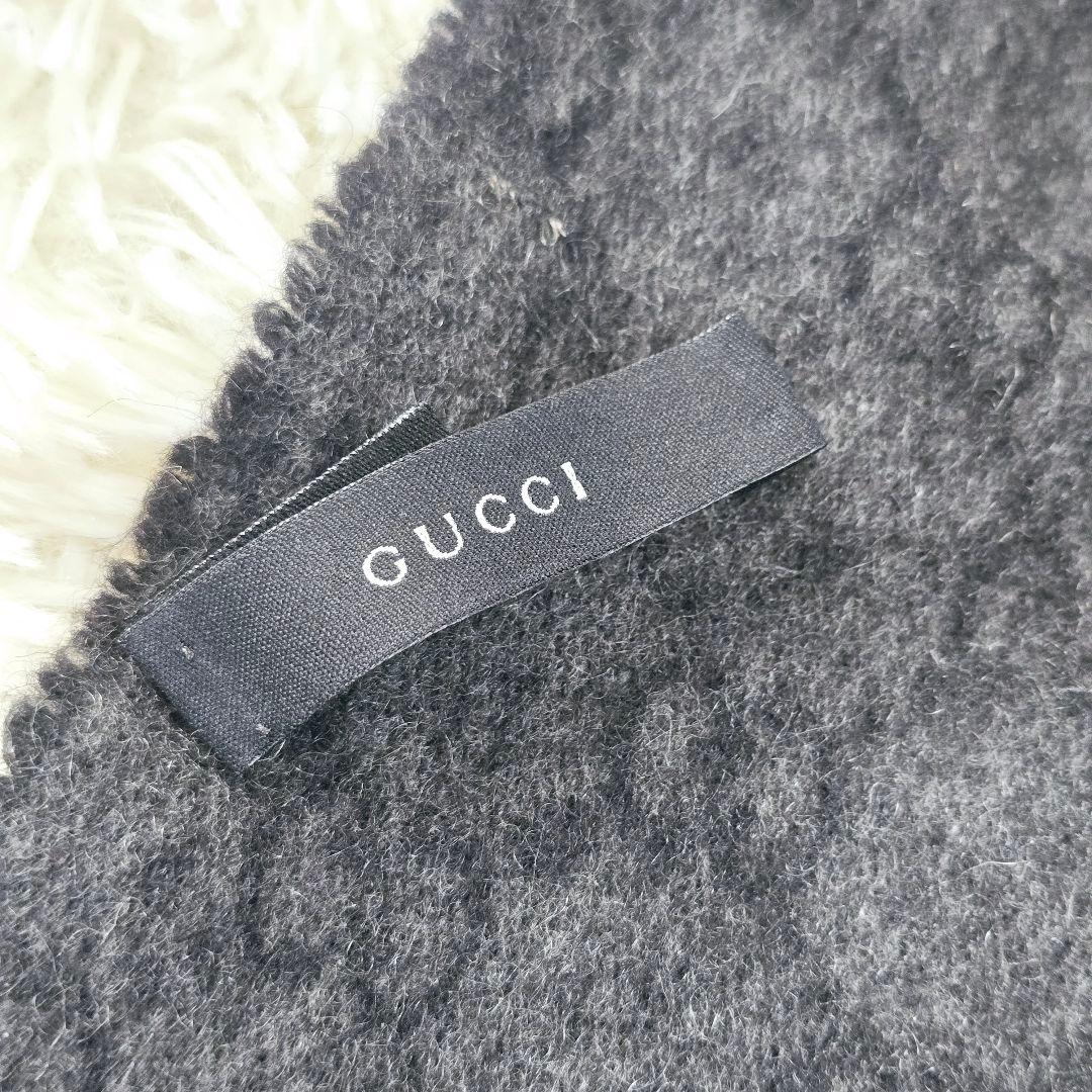 美品✨ グッチ カシミヤ100％ GG 総柄　マフラー グレー