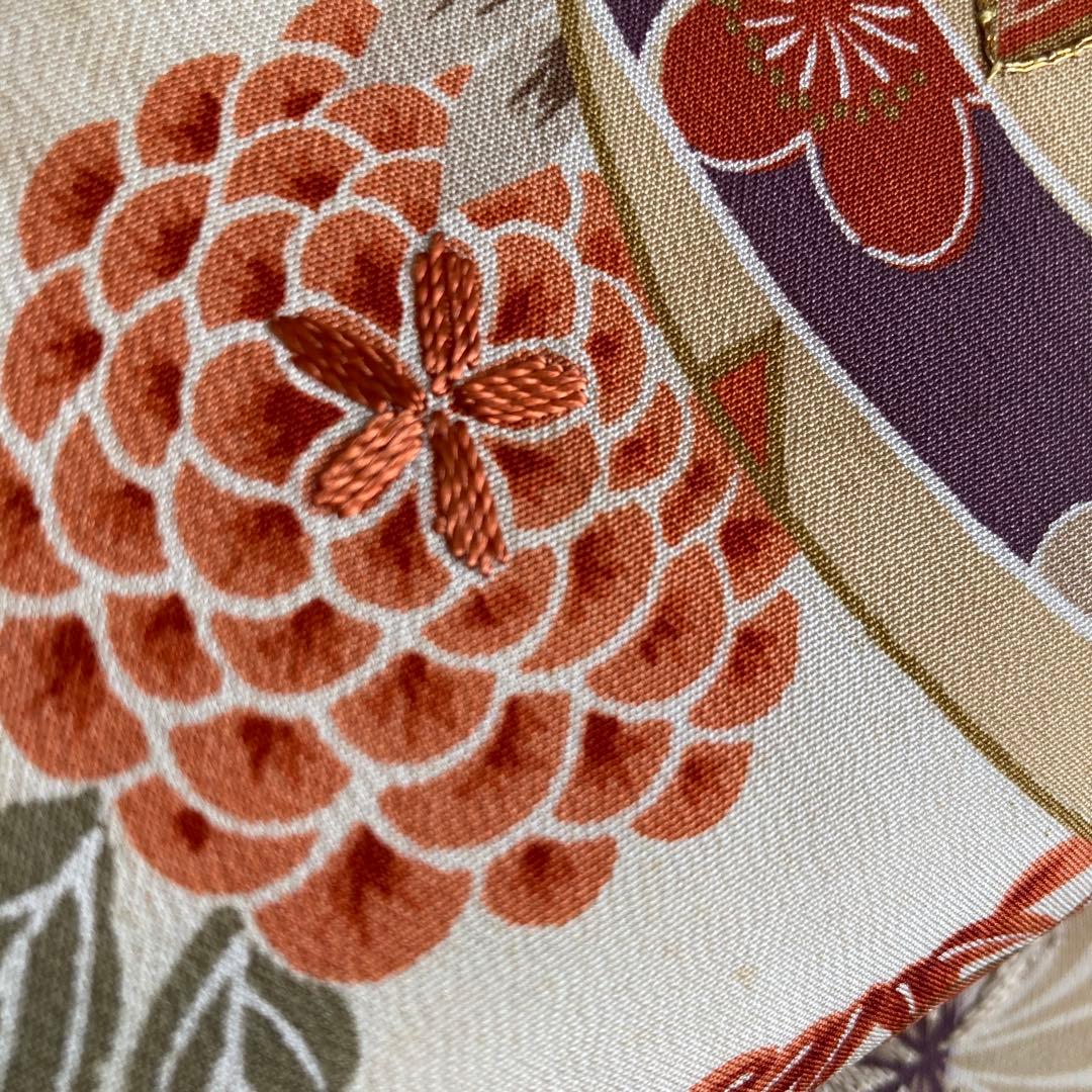 アンティーク名古屋帯　刺繍　しつけ糸付　大正ロマン　正絹　金駒刺繍　N66-26
