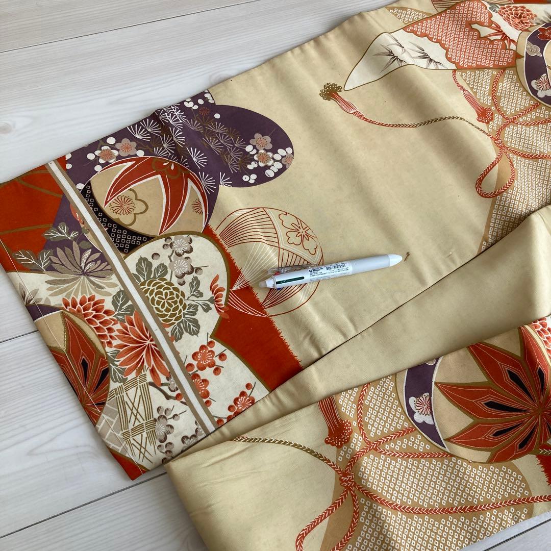 アンティーク名古屋帯　刺繍　しつけ糸付　大正ロマン　正絹　金駒刺繍　N66-26