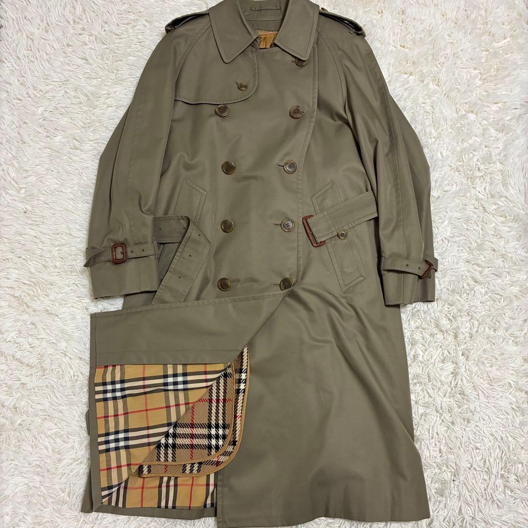 バーバリー　トレンチコート　ライナー　ベルト　ダブル　ノバチェック　カーキ