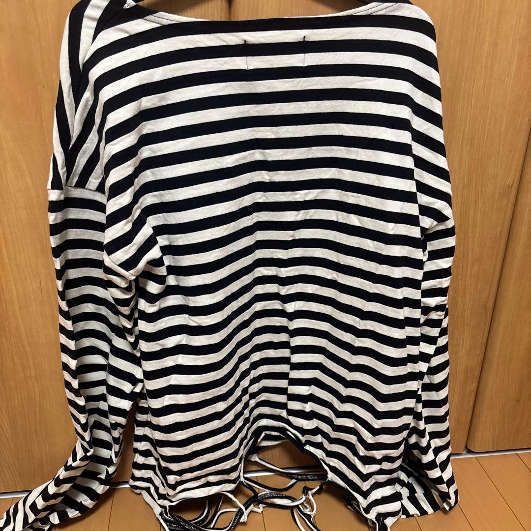 【GRANCY】総柄ラインストーングラフィックロンT ボーダー