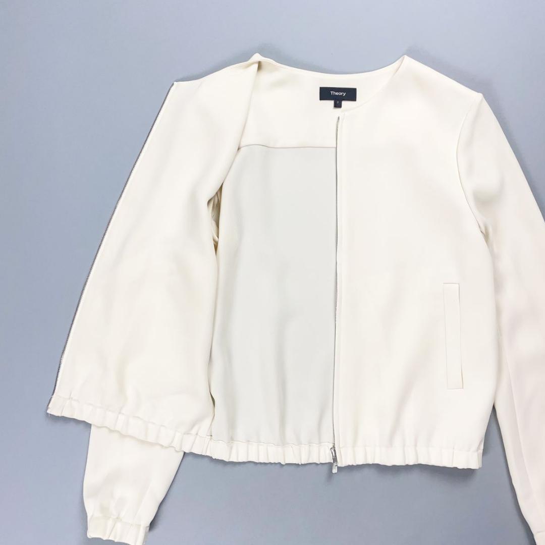 美品 セオリー クルーネックボンバージャケット オフホワイト 2 *ED1006