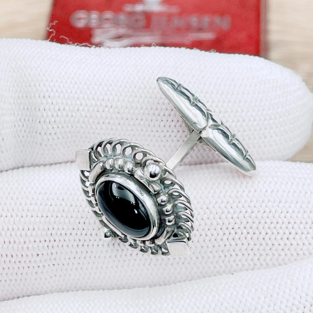 ◇ジョージジェンセン◇19B カフス カフリンクス カフスボタン オニキス Ag