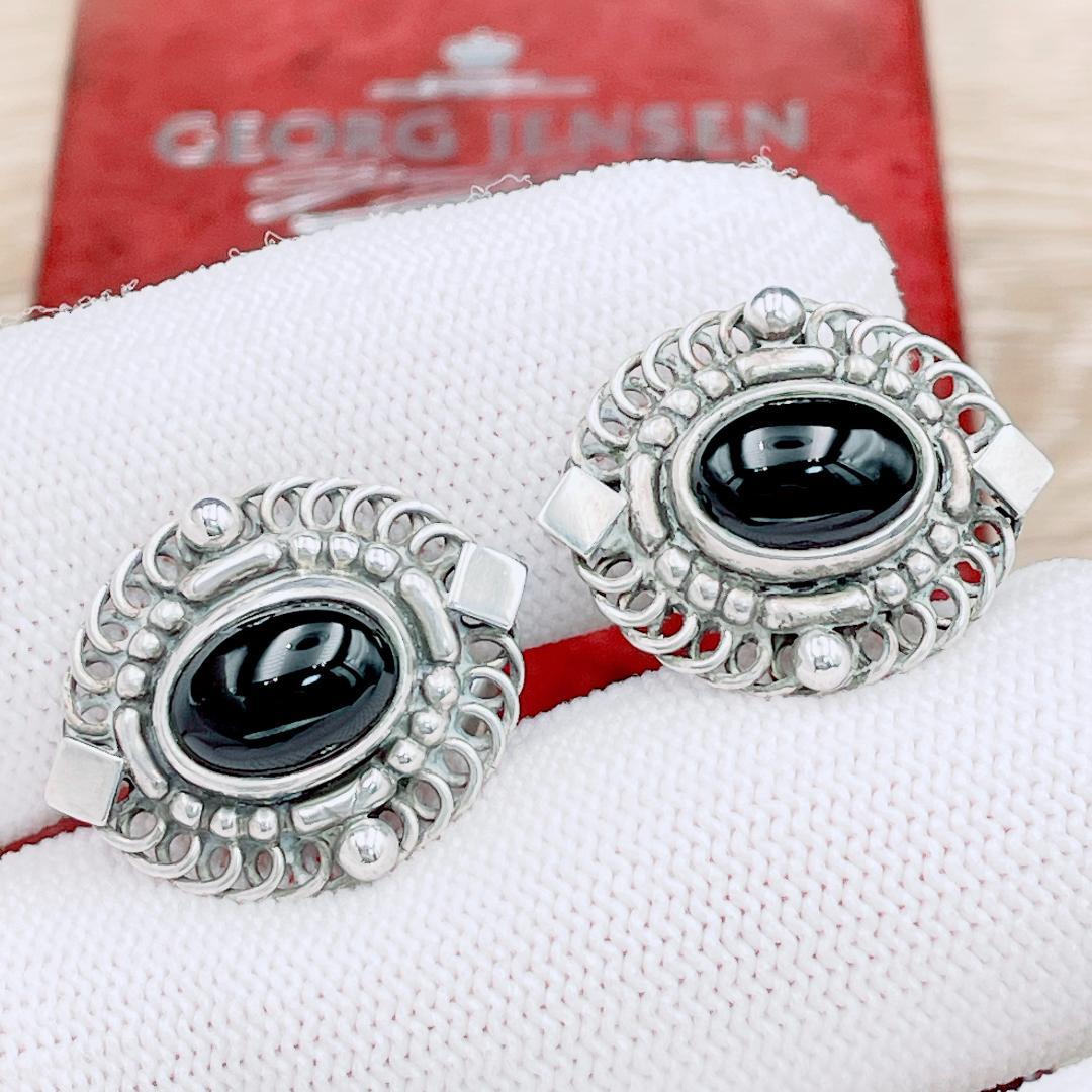 ◇ジョージジェンセン◇19B カフス カフリンクス カフスボタン オニキス Ag