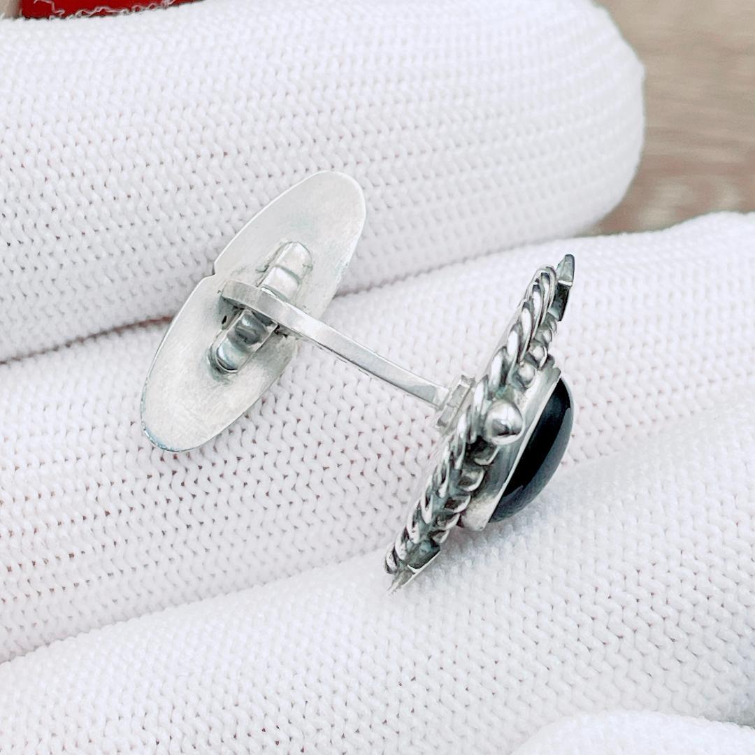 ◇ジョージジェンセン◇19B カフス カフリンクス カフスボタン オニキス Ag