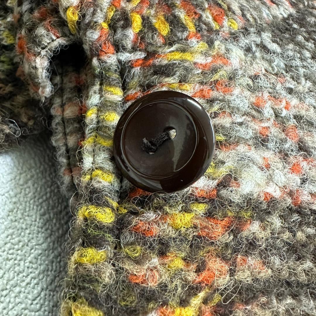 【新品タグ付】ブルーキャットニップ ポンチョ チェック柄 フリンジ ウール　M茶