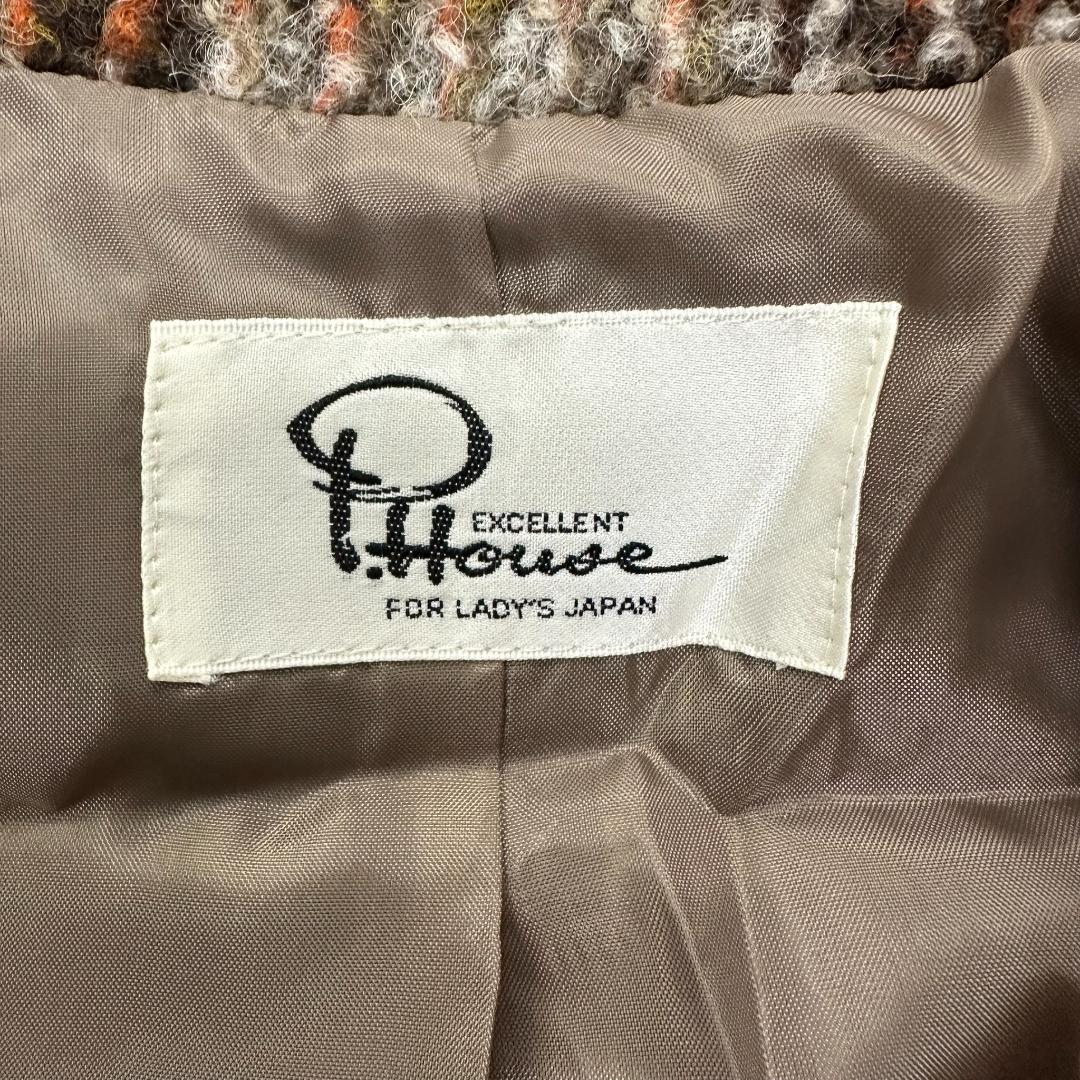 【新品タグ付】ブルーキャットニップ ポンチョ チェック柄 フリンジ ウール　M茶