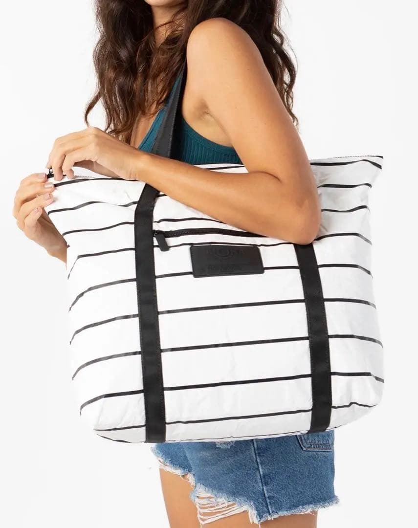 アロハコレクション ZIPPER TOTE トートバッグ ストライプ 白 新品