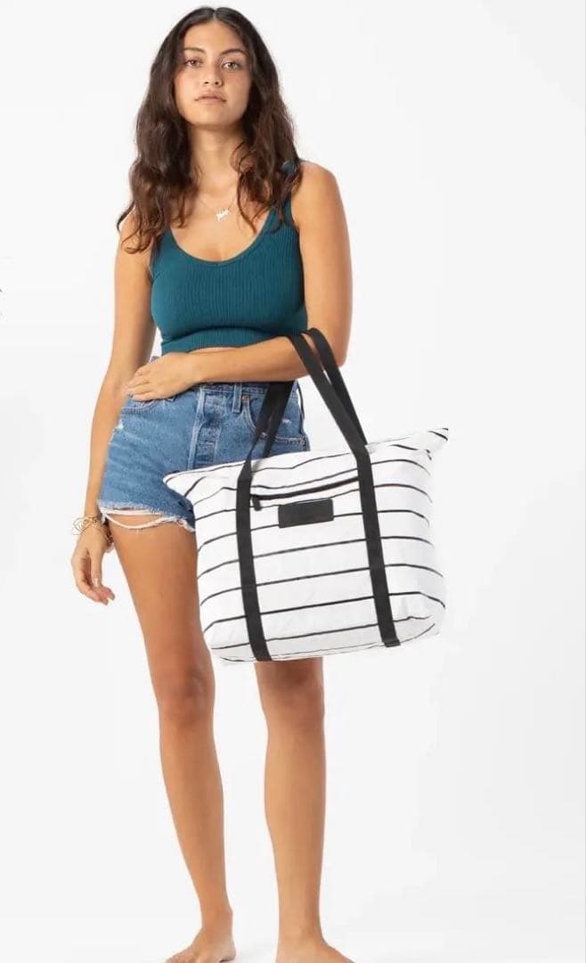 アロハコレクション ZIPPER TOTE トートバッグ ストライプ 白 新品