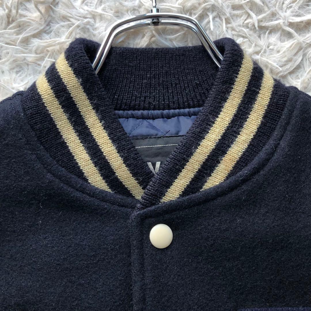 【美品】ヴァンヂャケット　スタジャン　紺　袖レザー　アーチロゴ　キルティング