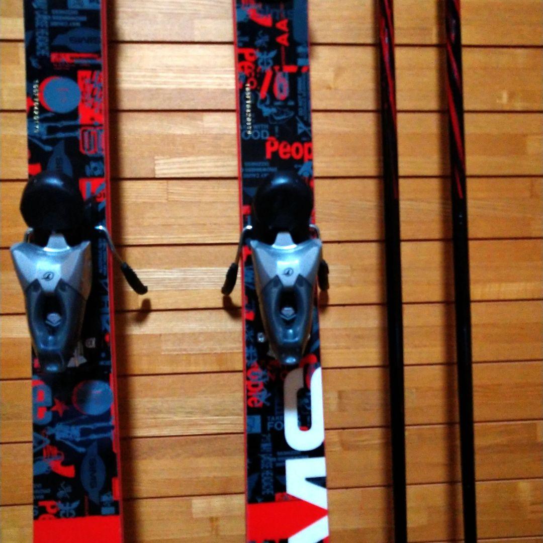 Sims スキー板 赤黒白 ストック付き