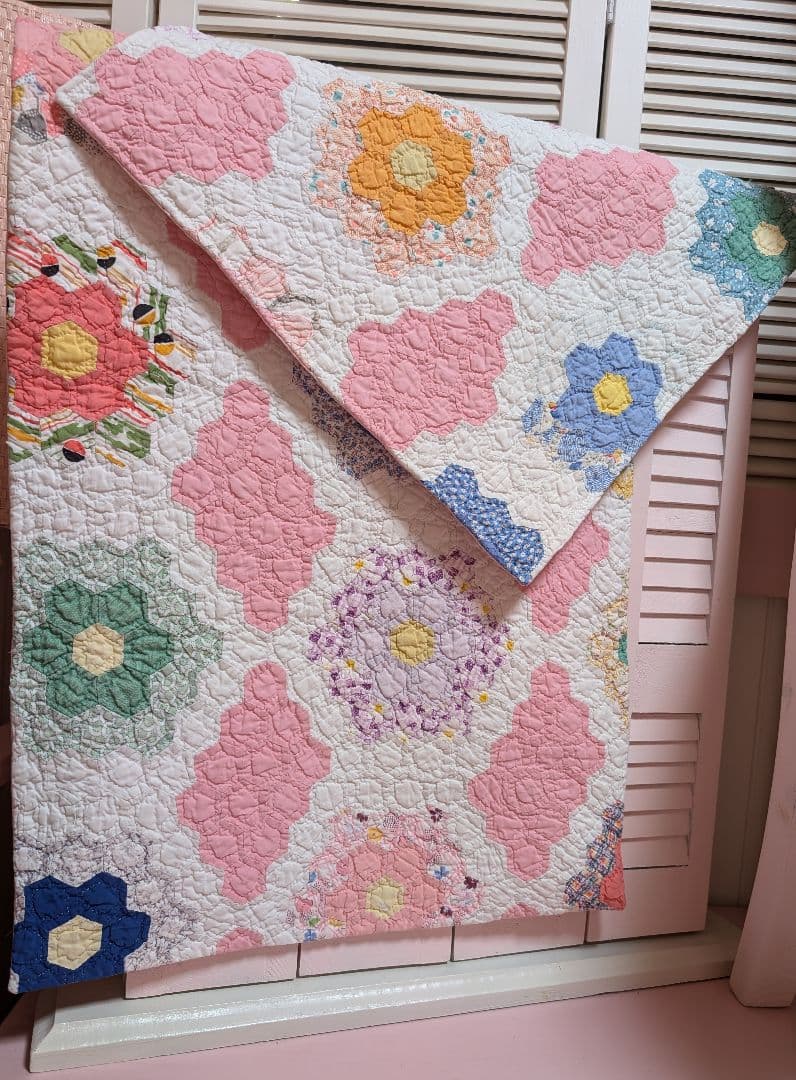 アンティークキルト☆マット＆クッションカバー