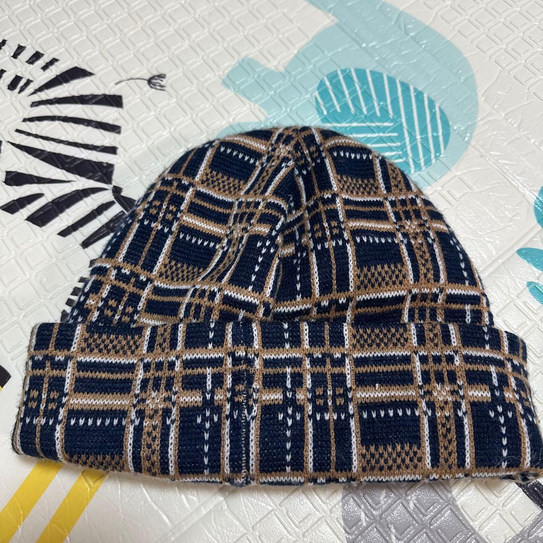 Supreme チェック柄 ニット帽