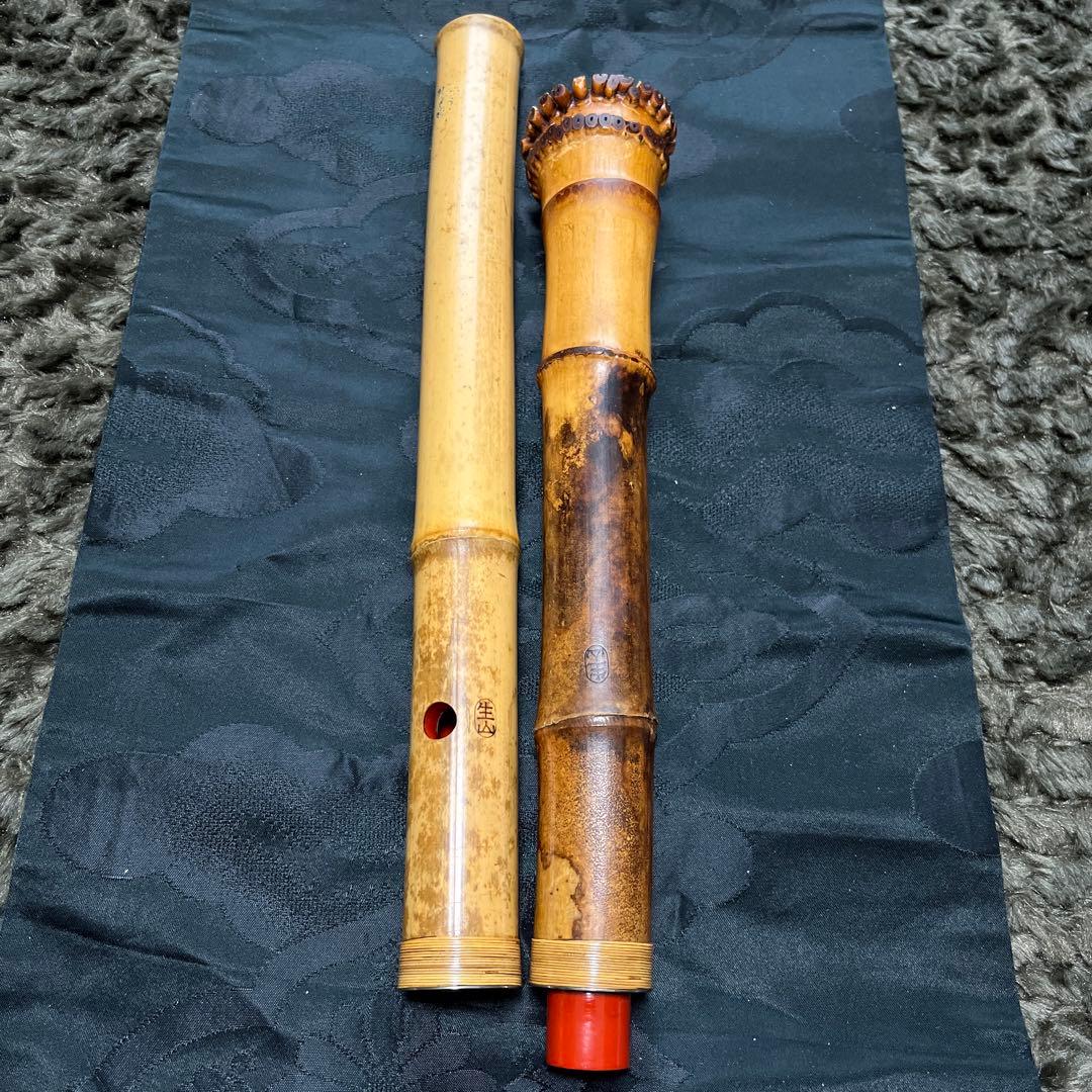 尺八 都山流 在銘 中継ぎ緩み無し 籐巻き 銀一線 長尺管 【音出し確認済み】