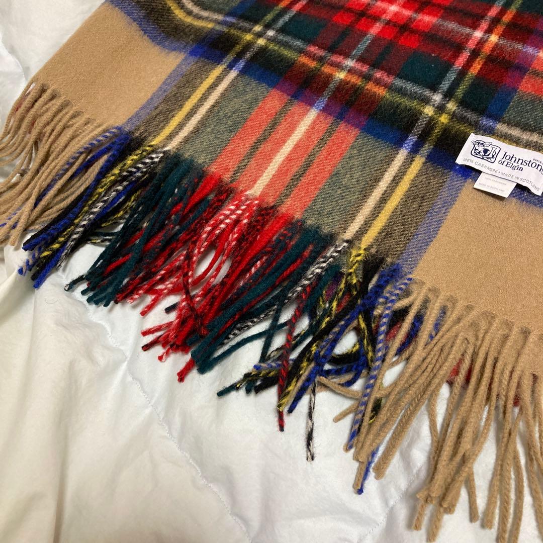 ジョンストンズ　カシミヤ　大判　ストール　ロイヤルスチュアート　ベージュ　美品