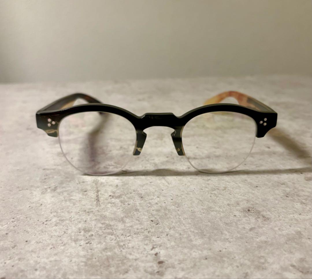 ※一点物 バッファローホーン眼鏡　水牛角　ハーフリム眼鏡　伊達メガネ　サングラス