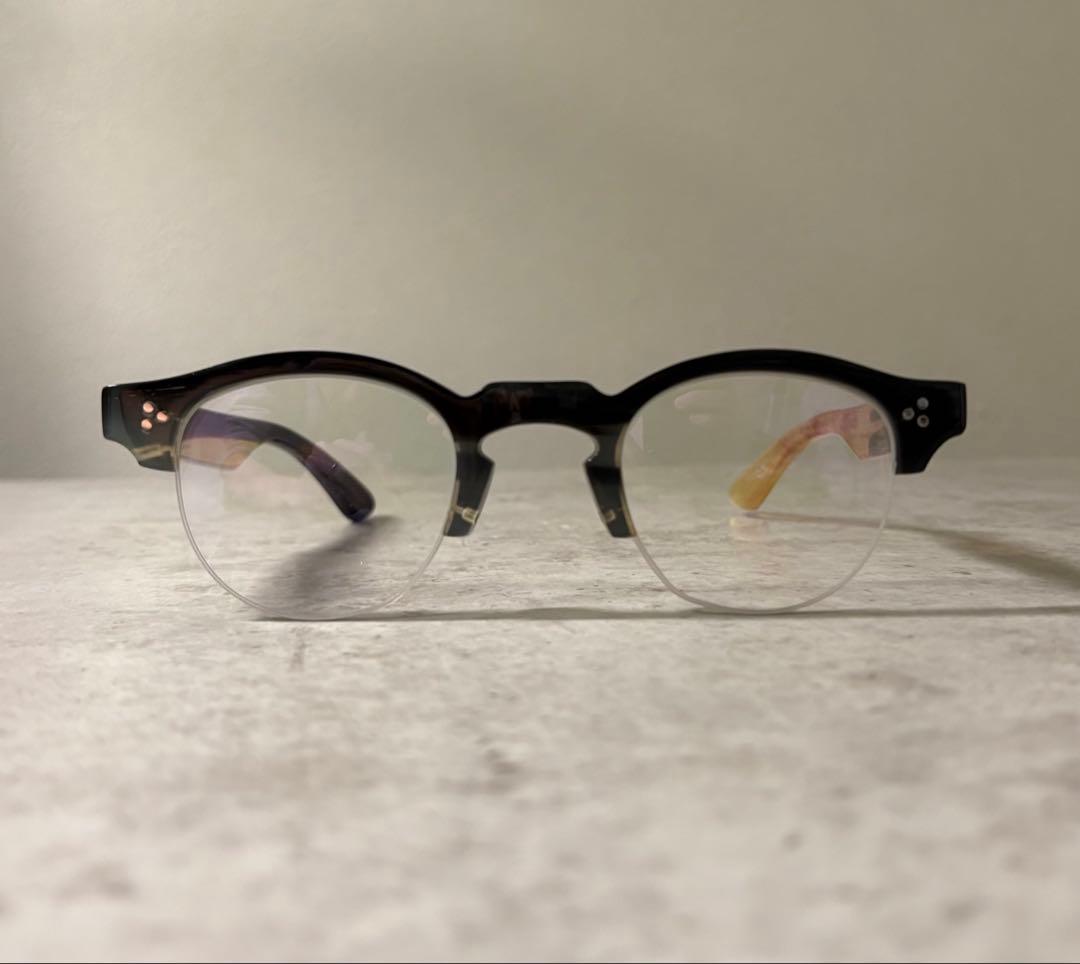 ※一点物 バッファローホーン眼鏡　水牛角　ハーフリム眼鏡　伊達メガネ　サングラス