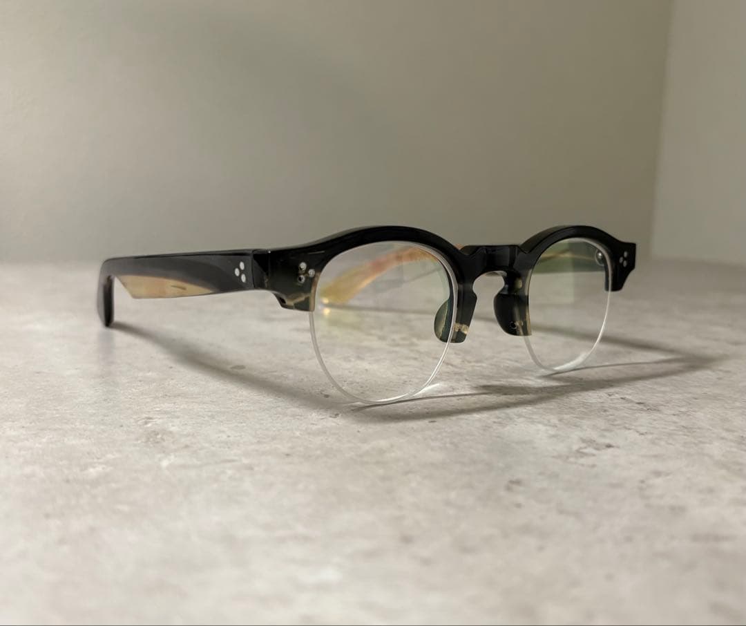 ※一点物 バッファローホーン眼鏡　水牛角　ハーフリム眼鏡　伊達メガネ　サングラス