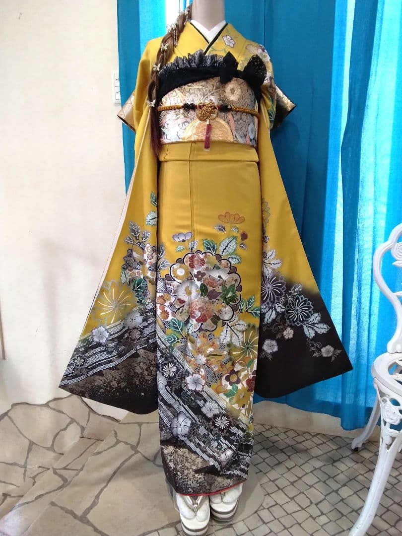 振袖フルセット、正絹振袖、成人式、重ね衿、帯揚げ帯締め、西陣袋帯、長襦袢