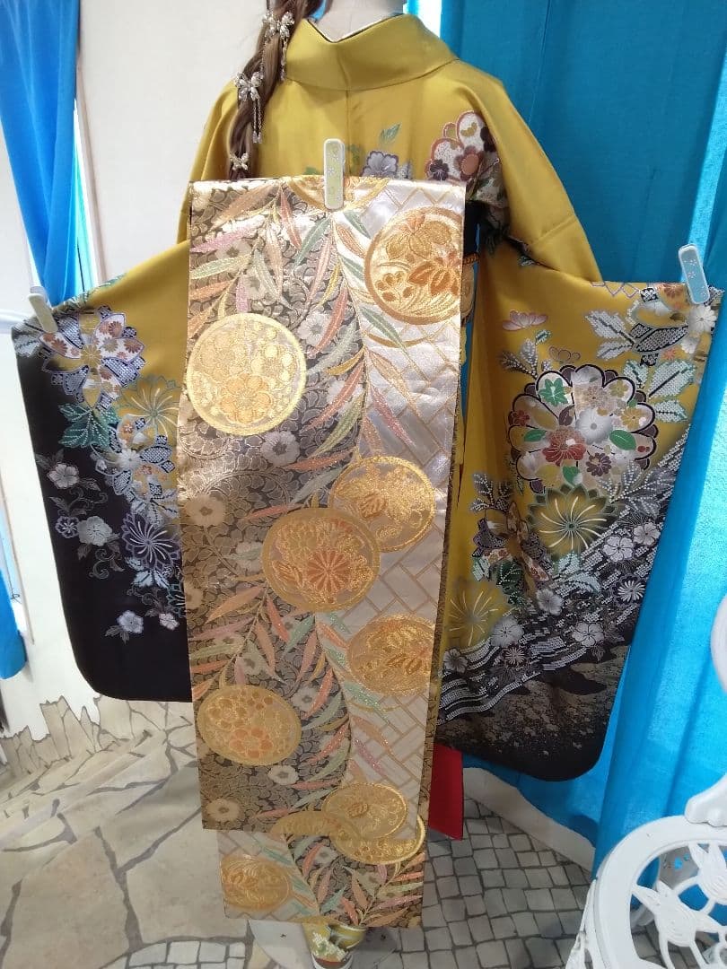 振袖フルセット、正絹振袖、成人式、重ね衿、帯揚げ帯締め、西陣袋帯、長襦袢