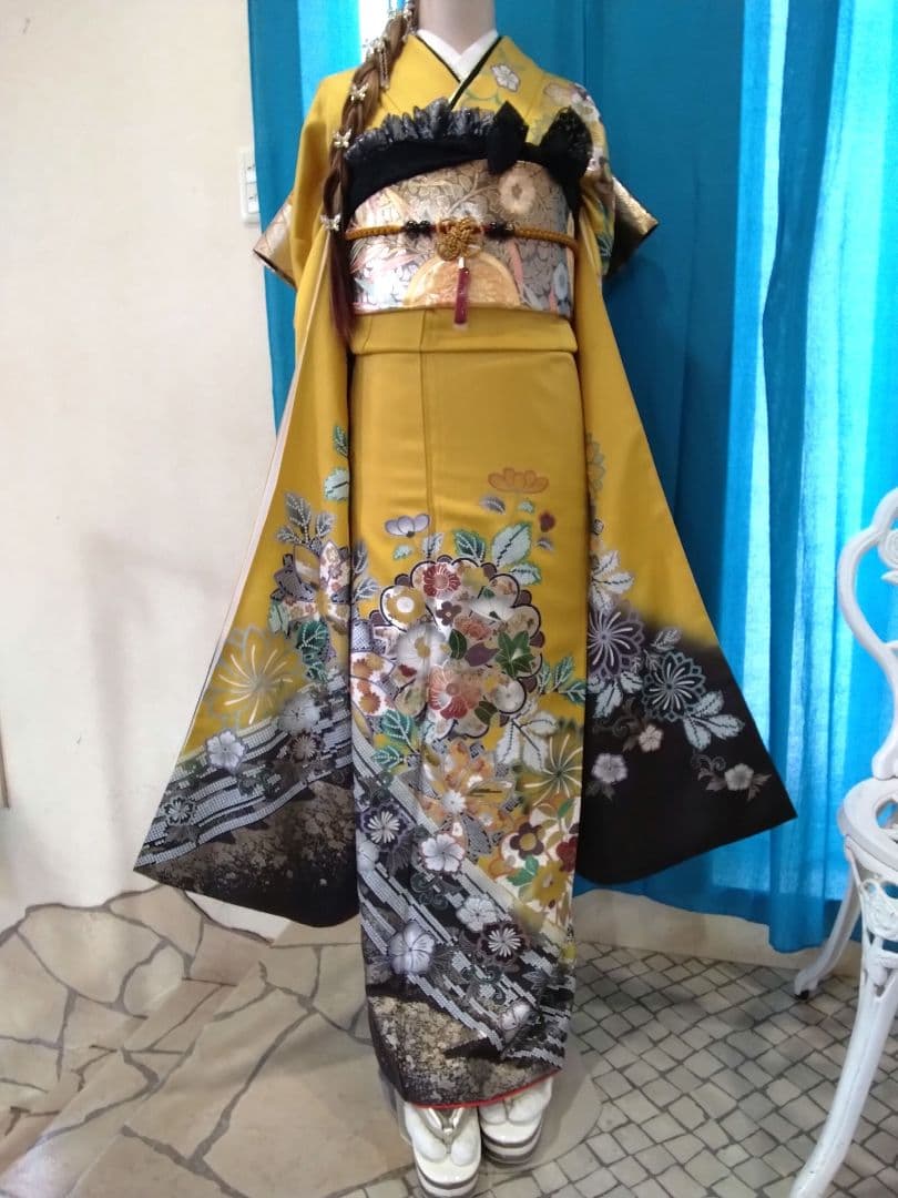 振袖フルセット、正絹振袖、成人式、重ね衿、帯揚げ帯締め、西陣袋帯、長襦袢