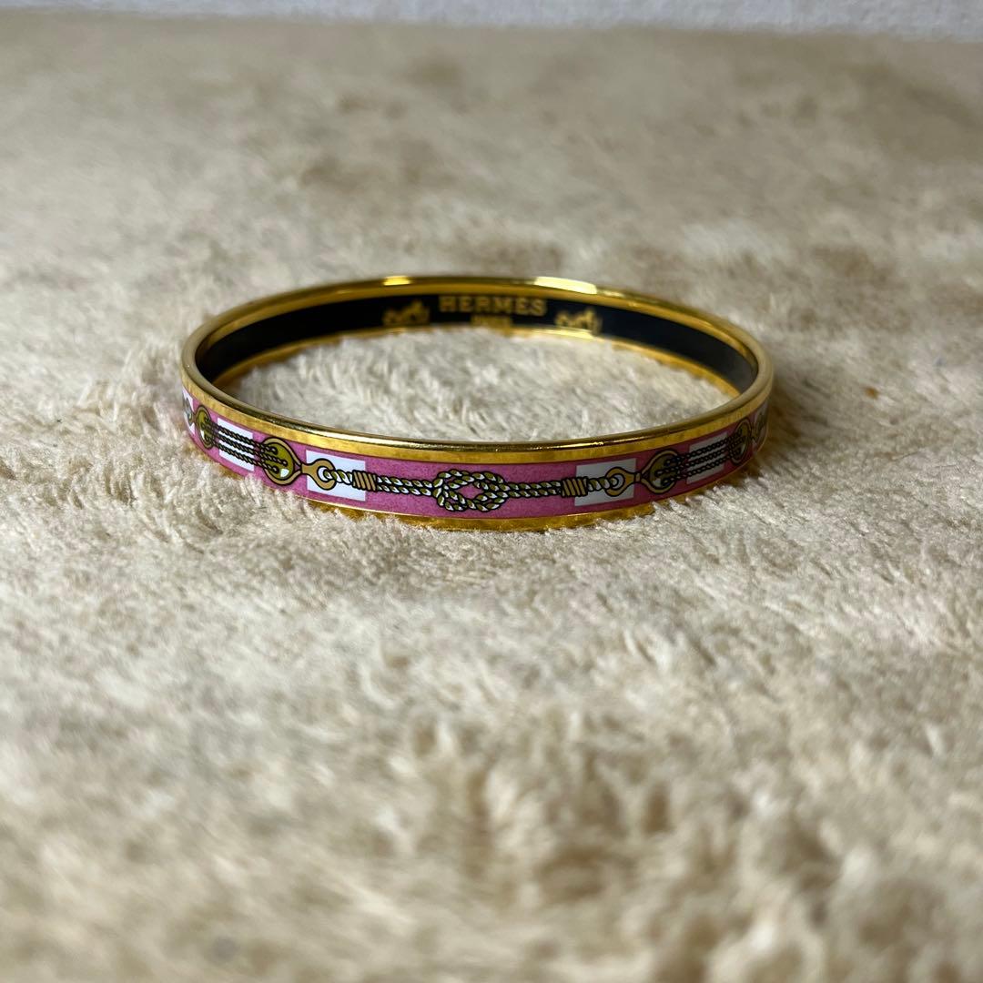 HERMES エルメス エマイユ PM バングル ブレスレット ピンク ゴールド