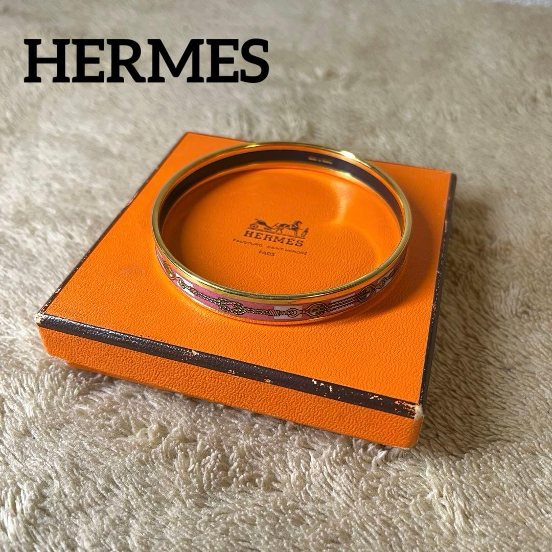 HERMES エルメス エマイユ PM バングル ブレスレット ピンク ゴールド